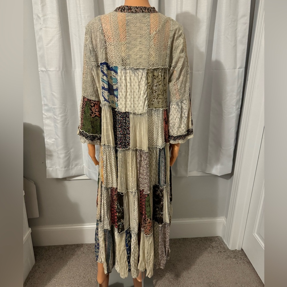 Cool Young Threads Size L Gray Patchwork 3/4 Slee… - image 7